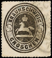 1/3 Gr. Schwarz, Allseits Vollständiger Durchstich, K2 Von Braunschweig, Links Oben Winzige Eckbugspur Und... - Braunschweig