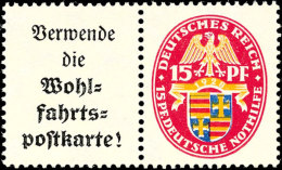 Nothilfe 1928, "Verwende Die Wohlfahrtspostkarte!" + 15 Pfg, Waagerechter Zusammendruck, Tadellos Postfrisch,... - Otros & Sin Clasificación