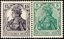 Germania 1917/18, 15 Pfg Germania Schwarzviolett + 5 Pfg Germania Opalgrün, Waagerechter Zusammendruck,... - Otros & Sin Clasificación