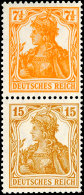 Germania 1916/1917, 7 1/2 Pfg Orange + 15 Pfg Gelbbraun, Senkrechter Zusammendruck, Tadellos Postfrisch,... - Otros & Sin Clasificación