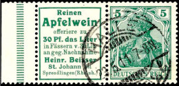 Germania 1911, R1 + 5 Pfg Germania (Friedensdruck), Waagerechter Zusammendruck, Tadellos Gestempelt Mit... - Autres & Non Classés