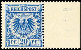 20 Pfg Krone/Adler, Mittelblau, Vom Rechten Bogenrand, Tadellos Postfrisch, Fotoattest Jäschke-Lantelme BPP... - Autres & Non Classés