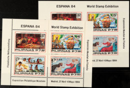 Blockausgabe "Briefmarkenausstellung Spanien 1984" - Gezähnt Bzw. Ungezähnt, Je Mit Aufdruck Der... - Philippinen