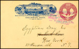 2 C. Kolumbus-Ganzsachenumschlag Mit Wells Fargo-Zudruck, Gebraucht Aus SANTA MARIA, CAL. Via Chicago (10.4.1894)... - Other & Unclassified