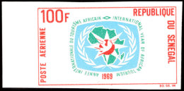 100 Fr. Internationales Jahr Des Afrikatourismus 1969, Linkes Randstück Breitrandig Ungezähnt Statt... - Senegal (1960-...)
