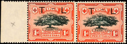 1 P. Aufdruckmarke Mit Aufdruckfehler "1889" Im Waagerechten Paar Mit Normalmarke Und Bogenrand Links, Ungebraucht,... - Tonga (1970-...)