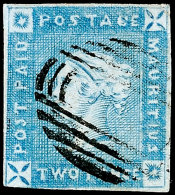 2 P. Blau, Linke Untere Ecke Berührt, Sonst Vollrandig, Klar Gestempelt, Etwas Erh. Gepr. Jakubek, SG-No. 37,... - Mauricio (1968-...)