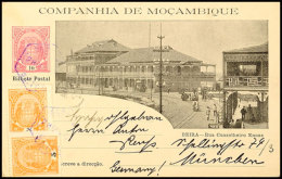 MOCAMBIQUE-GESELLSCHAFT: 1904, 10 R. Ganzsachenkarte Mit Wertstempel Links Und Ansicht "Beira-Rua Conselheiro... - Mosambik