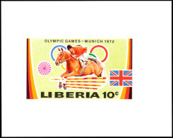 10 C. Olympiade München 1972, Springreiten, Als Ungezähnte Probedruck-Blockausgabe, Tadellos Postfrisch,... - Liberia