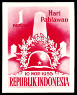 25 Sen Bis 1 Rp. "Heldengedenktag 1955", Ungezähnt", Tadellos Ungebraucht Ohne Gummierung - Wie Verausgabt,... - Indonesia