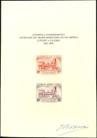 1954, Ungezähntes Gedenkblatt 100 Jahre Eisenbahn In Südamerika Mit Sondermarken 1 P. Und 10 P., Im... - Chile