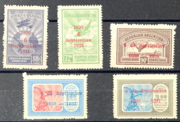 18 C. Bis 3.60 P. Flugpost-Aufdruckmarken, Ungebraucht, Pracht, Katalog: 379/383 *18 C. Till 3. 60 P. Airmail... - Other & Unclassified