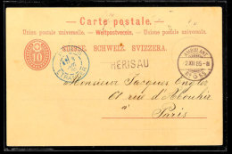 "HERISAU" - Stations-L1, Klar Nebst Bahnpoststempel "AMBULANT No.55 2.XII.85" Auf GS-Postkarten 10 C. Nach... - Sonstige & Ohne Zuordnung