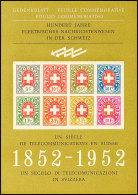 100 Jahre Elektrisches Nachrichtenwesen, Gedenkblatt O.G. (wie Verausgabt), Fotoattest Prüfstelle Basel: "echt... - Other & Unclassified