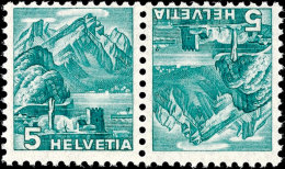 5+5 Rp. Landschaften 1937, Kehrdruckpaar Dünnes Papier, Postfrisch, Fotobefund Zumstein, Mi. 900.-... - Zusammendrucke