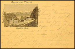 10 C. Ganzsachenkarte Mit Rückseitigem Bild "Gruss Von Pilatus - Pilatus-Kulm" In Schwarz Mit Abb. "Station In... - Franquicia