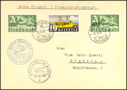 SCHWEIZ LUFTPOST, 1938, "ERSTER POSTFLUG ZÜRICH-STOCKHOLM Schweizerwoche In Stockholm" Luftpostbrief Mit MiNr.... - Sonstige & Ohne Zuordnung