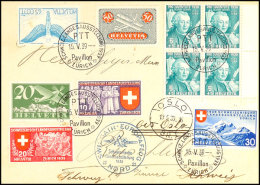 1939, "SWISSAIR EUROPAFLUG NORD Schweizerische Landesausstellung" Luftpostbrief Mit MiNr. 184 Z, 189 Z II, 331... - Autres & Non Classés