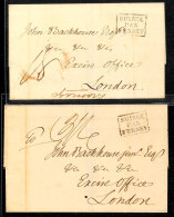 "SUISSE PAR FERNEY" - Ra3, Klar Auf Zwei Austaxierten Faltbriefhüllen Aus 1825 Und 1827 Nach London/England An... - ...-1845 Préphilatélie