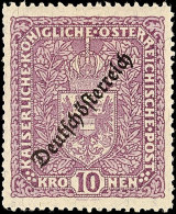 10 Kr. Schwarzbraunviolett, Type I, Aufdruck "Deutsch-Österreich", Ungebraucht Mit Originalgummierung Und... - Autres & Non Classés
