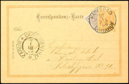 1 Kr. Kaiser Franz Joseph Diagonal Halbiert Auf 2 H. Ganzsachenkarte Aus KARLSBAD 10.1.00 Mit Text Nach... - Autres & Non Classés