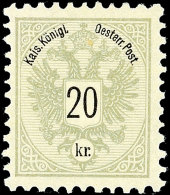 20 Kr. Olivgrau/schwarz, Gez. 10 1/2, Tadellos Postfrisch, Seltene Zähnung, Michel -.-, Katalog: 48D **20... - Autres & Non Classés