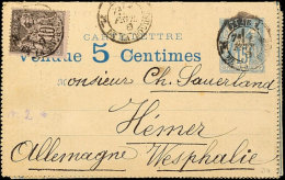 15 C. Kartenbrief Mit Zudruck "Vendue 5 Centimes", Sowie Zusatzfrankatur 10 C., Gestp. 1888 Von Paris Nach... - Otros & Sin Clasificación