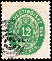 12. C. Lila/gelbgrün, Gut Gezähnt Und Zentriert, Sauberer 5-Ring-Stempel, Mi. 160,-, Katalog: 12I B... - Dänisch-Westindien