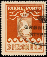 3 Kr. Braun, 1930, Abart: "obere Rahmenlinie Doppelt", Klarer Ovalstempel "GRÖNLANDS STYRELSE", Katalog: 12A... - Sonstige & Ohne Zuordnung