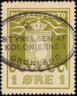1 Öre Oliv 1915, Gez. 11¼, Zentrischer Ovalstempel: "Styrelsen Af Kolonierne I Grönland", Katalog:... - Other & Unclassified