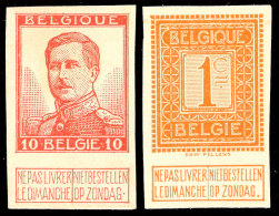 1 C. Orange U. 10 C. Rot, Zwei Ungezähnte Probedrucke, Katalog: 89,91 P OG1 C. Orange And 10 C. Red, Two... - Sonstige & Ohne Zuordnung