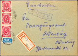 "Haverbeck über Damme (Oldb)", Viol. Landpoststempel Mit PLZ "23" Auf Fern-R-Brief 1951 Nach Oldenburg,... - Autres & Non Classés