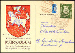 10 Pfg Bachsiegel, Als EF Auf Sonderpostkarte Zur Briefmarken-Werbeausstellung MARPOSTA, Mit Entspr. SST "MARBURG... - Otros & Sin Clasificación