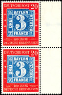 20 Pfg "100 Jahre Deutsche Briefmarken", Plattenfehler IV, Senkr. Paar Mit Normalmarke, Tadellos Postfrisch, Mi.... - Autres & Non Classés