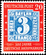 100 Jahre Briefmarken 20 Pfg. Mit Plattenfehler " Delle Im Rechten Bildrand Neben Der Ersten 9 Von 1949",... - Autres & Non Classés