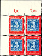 20 Pfg "100 Jahre Deutsche Briefmarke", Plattenfehler II (Feld 2), Innerhalb Eines Viererblocks Vom  Eckrand Oben... - Autres & Non Classés