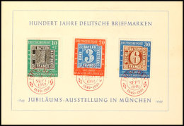 10 Pfg Bis 30 Pfg Tag Der Briefmarke 1949 Auf Blanko-Karte Mit Rotem Sonderstempel "MÜNCHEN 30 SEPT 1949",... - Otros & Sin Clasificación