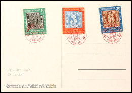 10 Pfg Bis 30 Pfg Tag Der Briefmarke 1949 Auf Blanko-Karte Mit Rotem Sonderstempel "MÜNCHEN 30 SEPT 1949",... - Autres & Non Classés