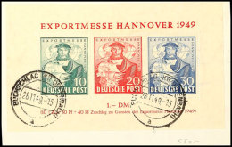 Blockausgabe "Exportmesse Hannover" Mit Tagesstempel Tadellos Auf Briefstück, Mi. 350.-, Katalog: Bl.1a... - Otros & Sin Clasificación