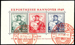 Blockausgabe "Exportmesse Hannover", Gestempelt Mit Rotem Sonderstempel "Hamburg 100 Jahre Deutsche Briefmarken... - Otros & Sin Clasificación