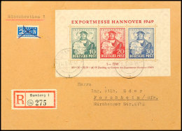Hannovermesse-Block Auf R.-Brief Von Bamberg Nach Forchheim, Rs. Ank.-Stpl., Mi. 450,-, Katalog: Bl.1 BFHanover... - Otros & Sin Clasificación