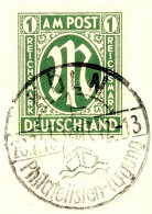 1 Mark AM-Post, Deutscher Druck, Gestempelt "KÖLN 20.7.46" Auf Briefstück, Tadellose Erhaltung In Der... - Sonstige & Ohne Zuordnung