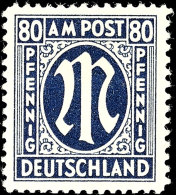 80 Pfg AM-Post, B-Farbe, C-Zähnung, Tadellos Postfrisch, Gepr. Hettler BPP, Mi. 180.-, Katalog: 34bC **80... - Autres & Non Classés