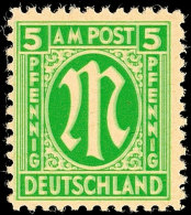 5 Pf. Grün, Doppeldruck, Tadellos Postfrisch, Gepr. Schlegel BPP, Mi. 250,-, Katalog: 3zDD **5 Pf. Green,... - Autres & Non Classés