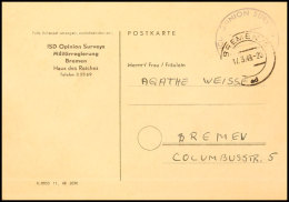 1949, Unfrankierte Dienstsachen-Postkarte Der Alliierten Mit Absender- Und Briefstempel "ISD Opinion Surverys..."... - Autres & Non Classés