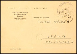 1949, Unfrankierte Dienstsachen-Postkarte Der Alliierten Mit Absender- Und Briefstempel "ISD Opinion Surverys..."... - Other & Unclassified