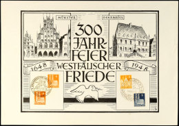 1948, Gedenkblatt "300 Jahr-Feier Westfälischer Frieden" Im DIN A4 (Querformat) Mit Zwei Verschiedenen... - Otros & Sin Clasificación