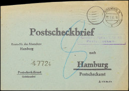1945, Unfrankierter Postscheckbrief An Das Postscheckamt Hamburg Aus BREMEN 22.1.46 Mit 8 Pfg. Nachgebühr Und... - Otros & Sin Clasificación