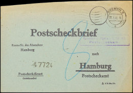 1945, Unfrankierter Postscheckbrief An Das Postscheckamt Hamburg Aus BREMEN 22.1.46 Mit 8 Pfg. Nachgebühr Und... - Sonstige & Ohne Zuordnung