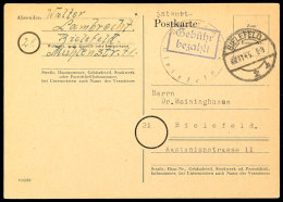 BIELEFELD 2, 6 Pfg GS-Postkarte, Violetter Gebühr Bezahlt-Stempel, Schwarzes Dienstsiegel, Als... - Otros & Sin Clasificación